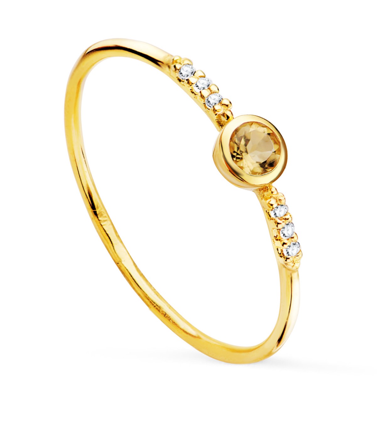 Anillo Hayworth Citrino Oro Amarillo 18K Diamantes 0.030 Qts. - Anillos con piedra preciosas