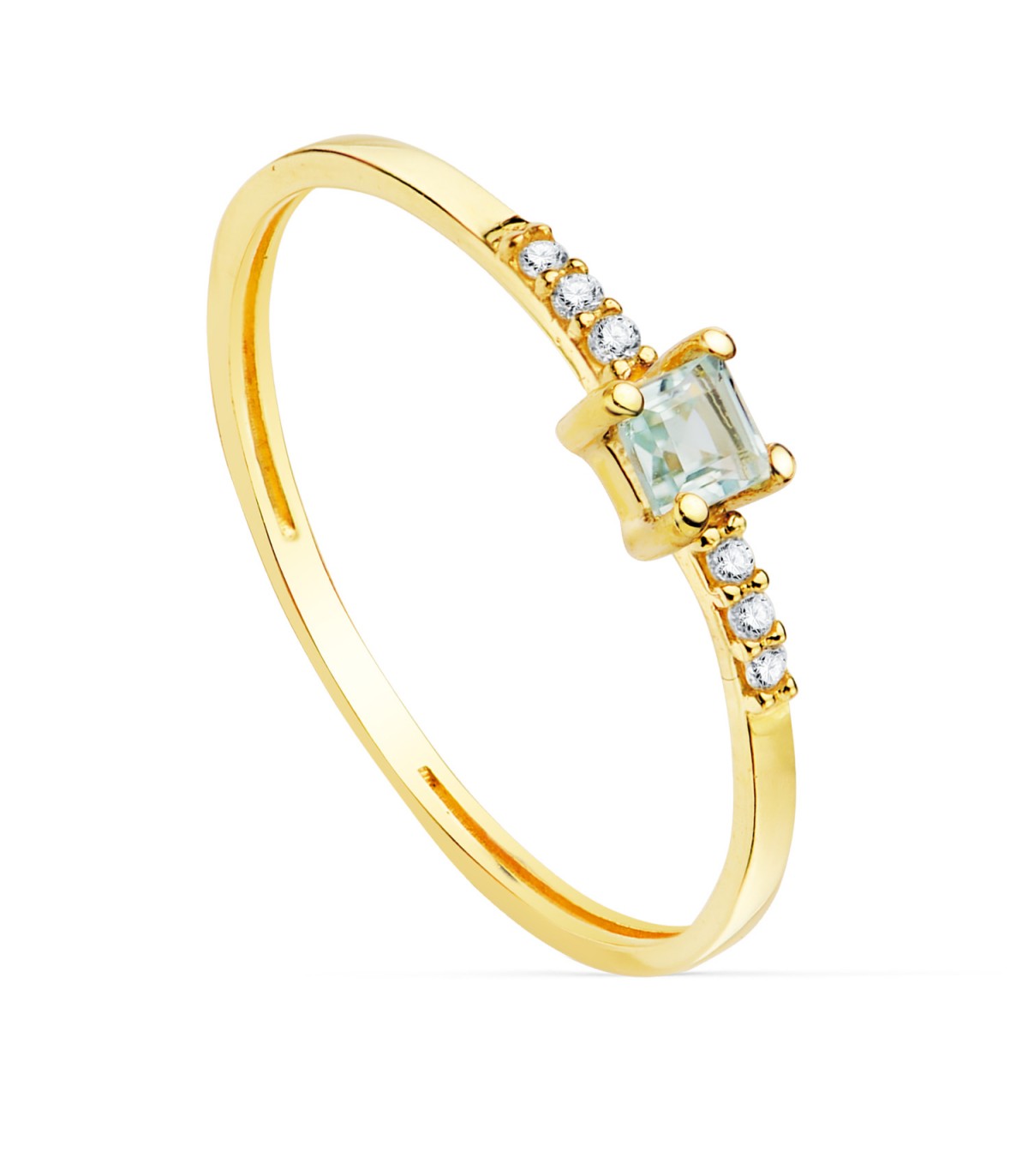 Anillo Streep Oro 18K Diamantes 0.030 Qts. Aguamarina - anillos con diamantes, anillos con piedra azul, piedra aguamarina