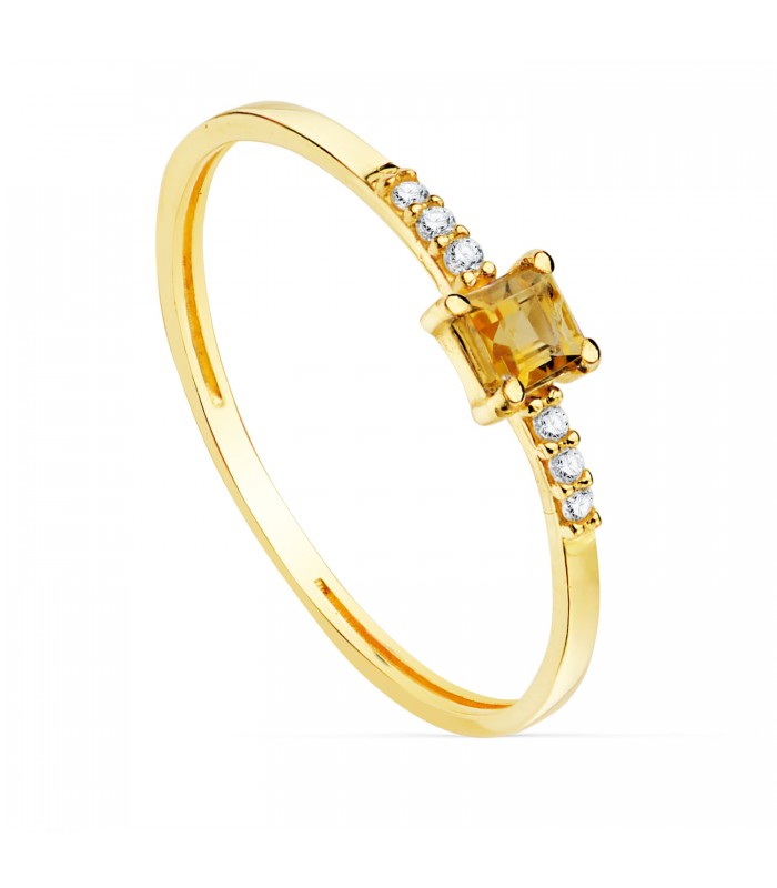 Anillo Streep Oro 18K Diamantes 0.030 Qts. Citrino - comprar en joyería online - anillos con diamantes