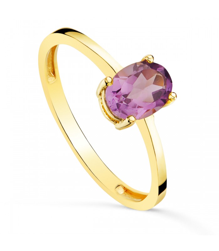 Bague Solitaire Fancy Améthyste Or 18K