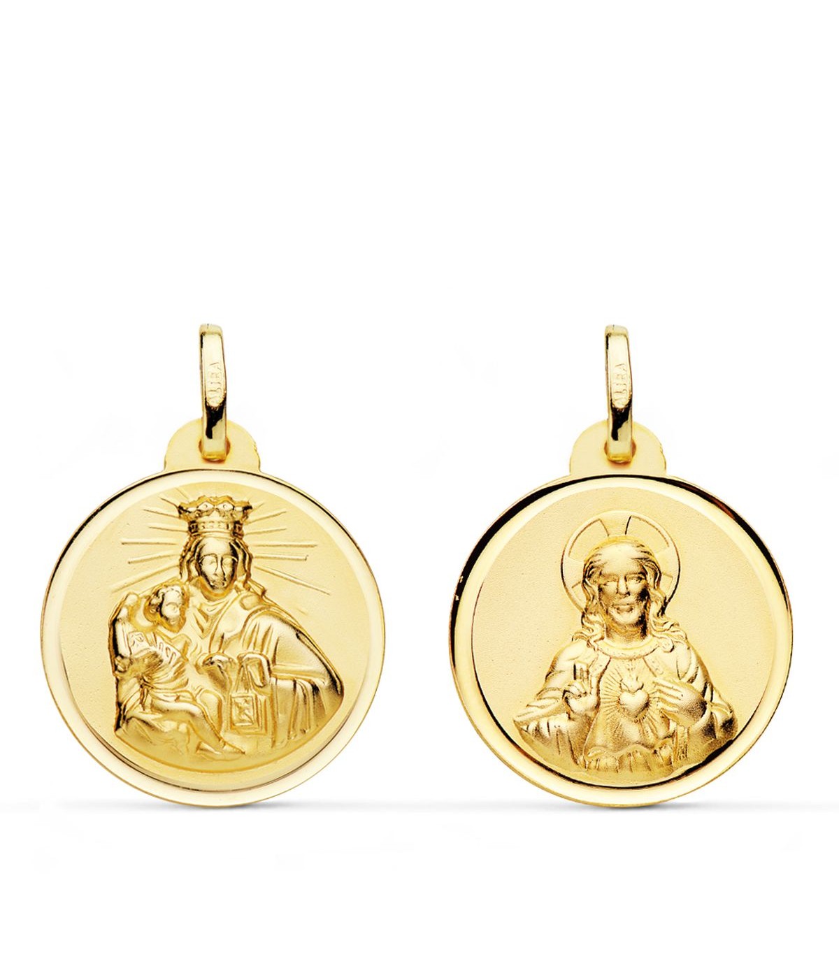 Madonna del Carmine Sacro Cuore scapolare bordo lucido 24mm