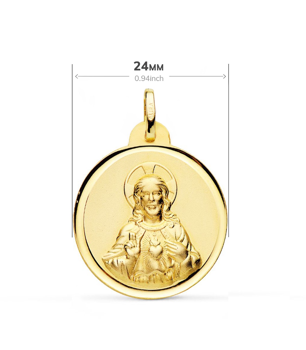 V. Carmen y C. Jesús Oro 18K Escapulario Bisel 24mm - medallas religiosas - Alda Joyeros, joyería online
