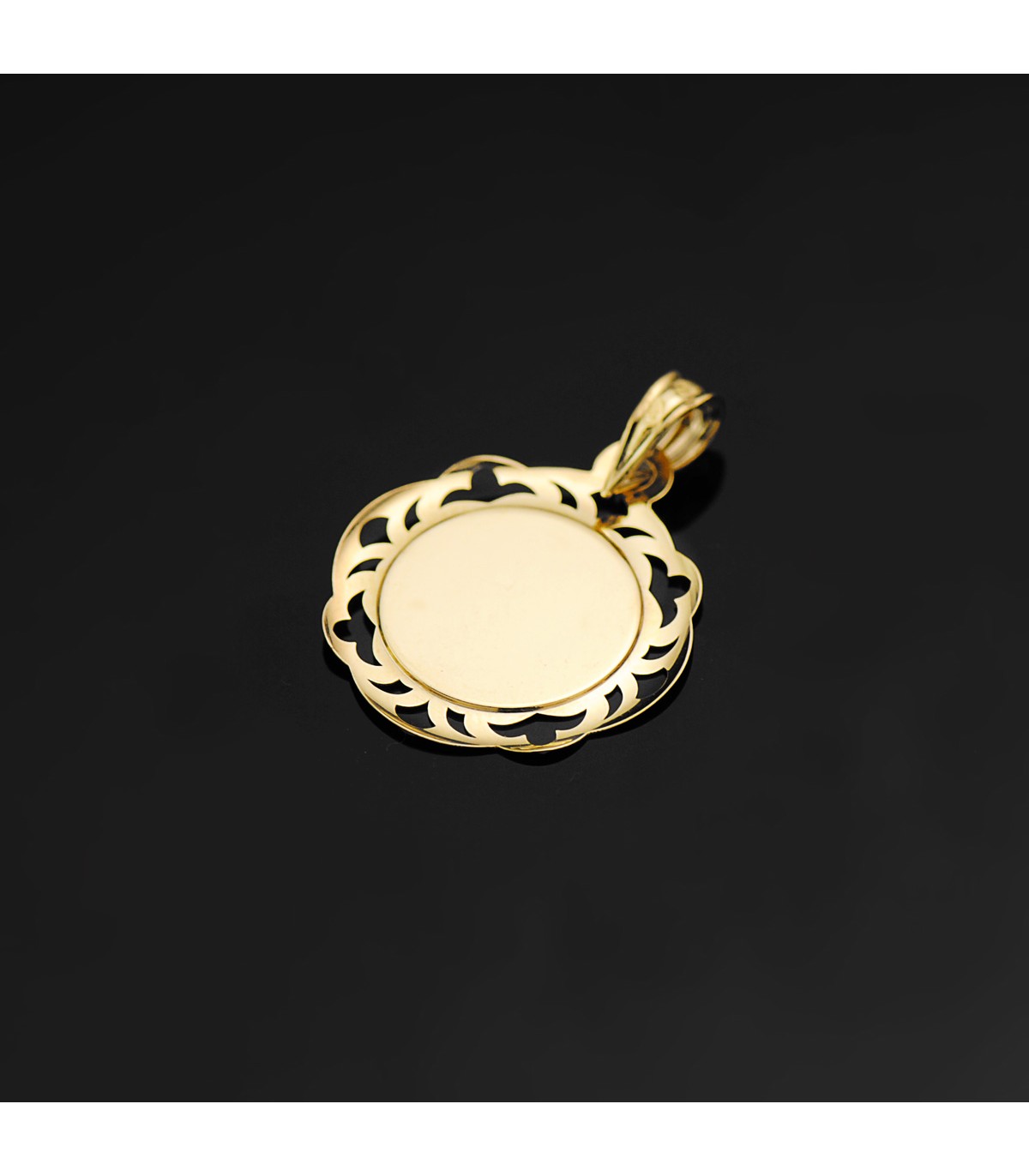 Alda Joyeros, joyería online |Medalla Oro Amarillo 18K Virgen Niña Orla 18mm | colgante personalizado con grabado