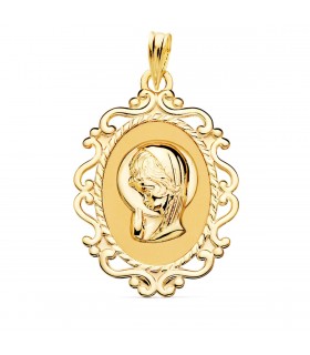 Alda Joyeros, joyería online |Medalla Virgen niña Cerco 18Ktes 31mm | colgante personalizado con grabado