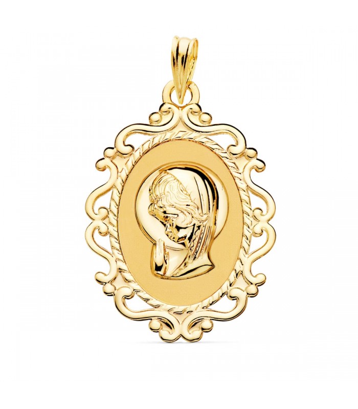 Alda Joyeros, joyería online |Medalla Virgen niña Cerco 18Ktes 31mm | colgante personalizado con grabado