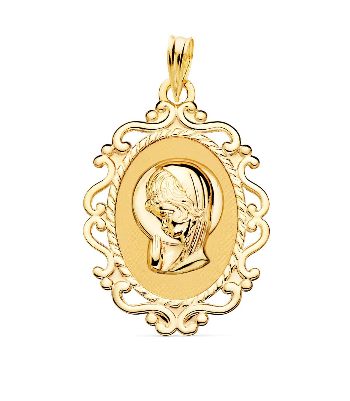 Médaille Vierge enfant Entourée 18Carats 31mm