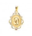 Medalla Virgen María con velo Oro 18K 24mm Circonita