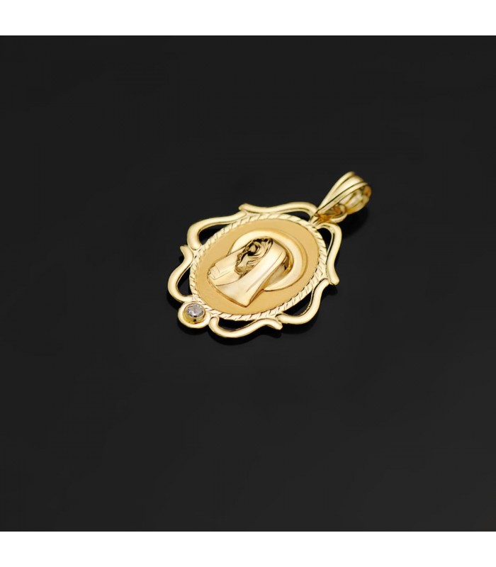 Alda Joyeros, Joyería Online | Medalla Virgen María con velo Oro 18K 24mm Circonita| medallas religiosas de moda mujer