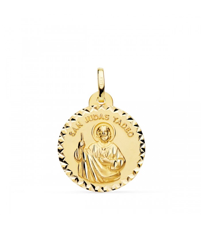 Alda Joyeros, joyería online | Medalla San Judas Tadeo Oro 18K 20mm Talla | Colgante santo, oración, joyas religiosas
