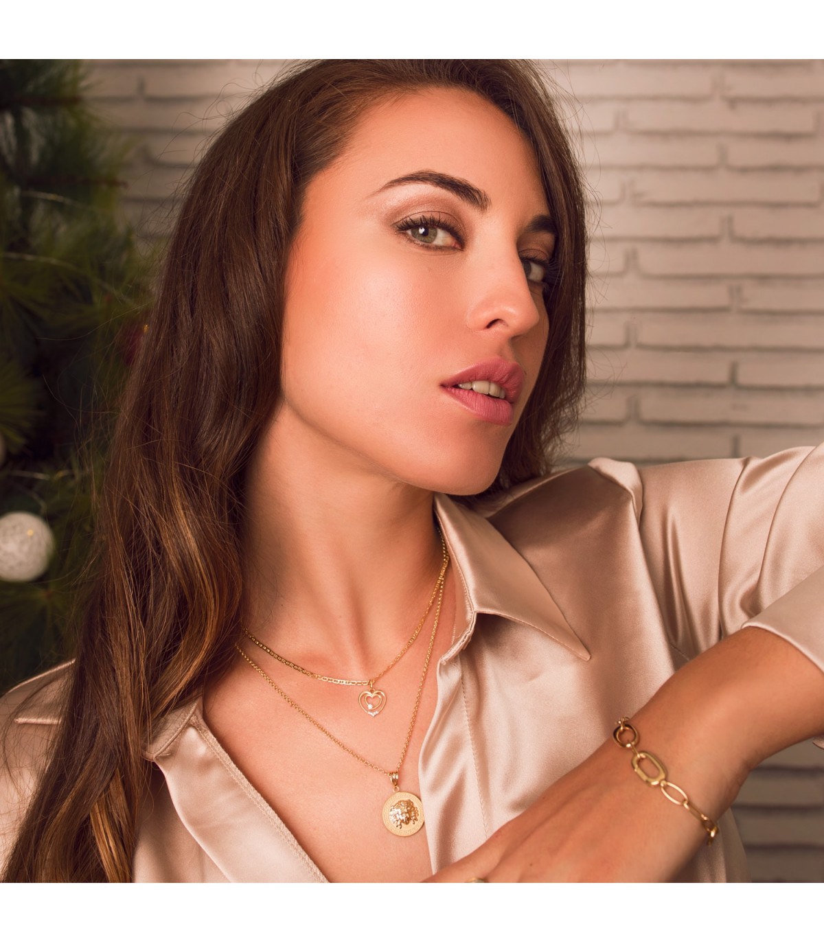 Medalla Medusa Oro 18K 20 mm Brillo | colgante personalizado con grabado laser