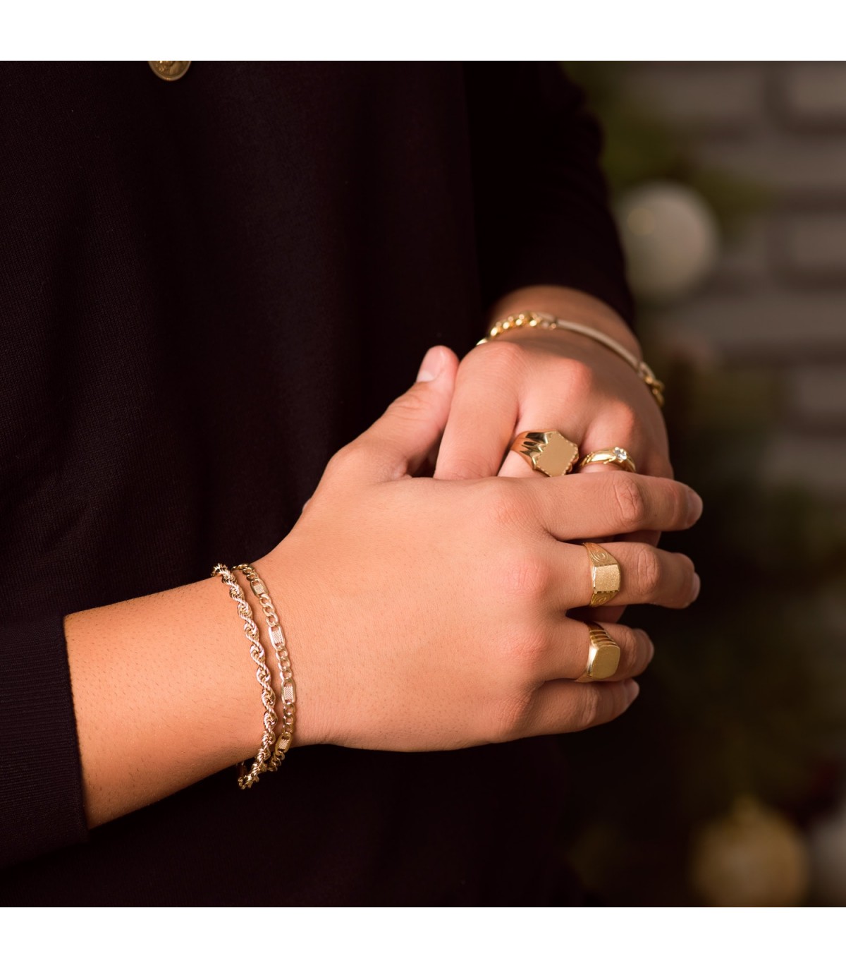Bracelet 3x1 Facetté Or Jaune 18K 19 cm
