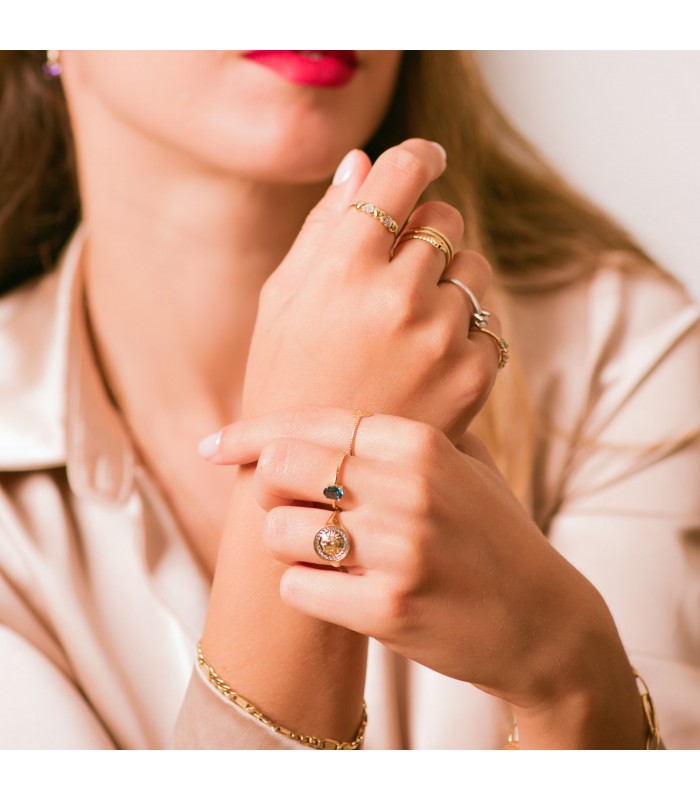 Anillo de oro serpiente entrelazada joyas mujer 18 kilates Zafiro - Sortijas de mujer