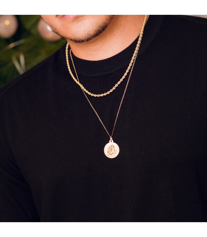Medalla San Antonio Oro 18K 24mm Bisel - medalla religiosa