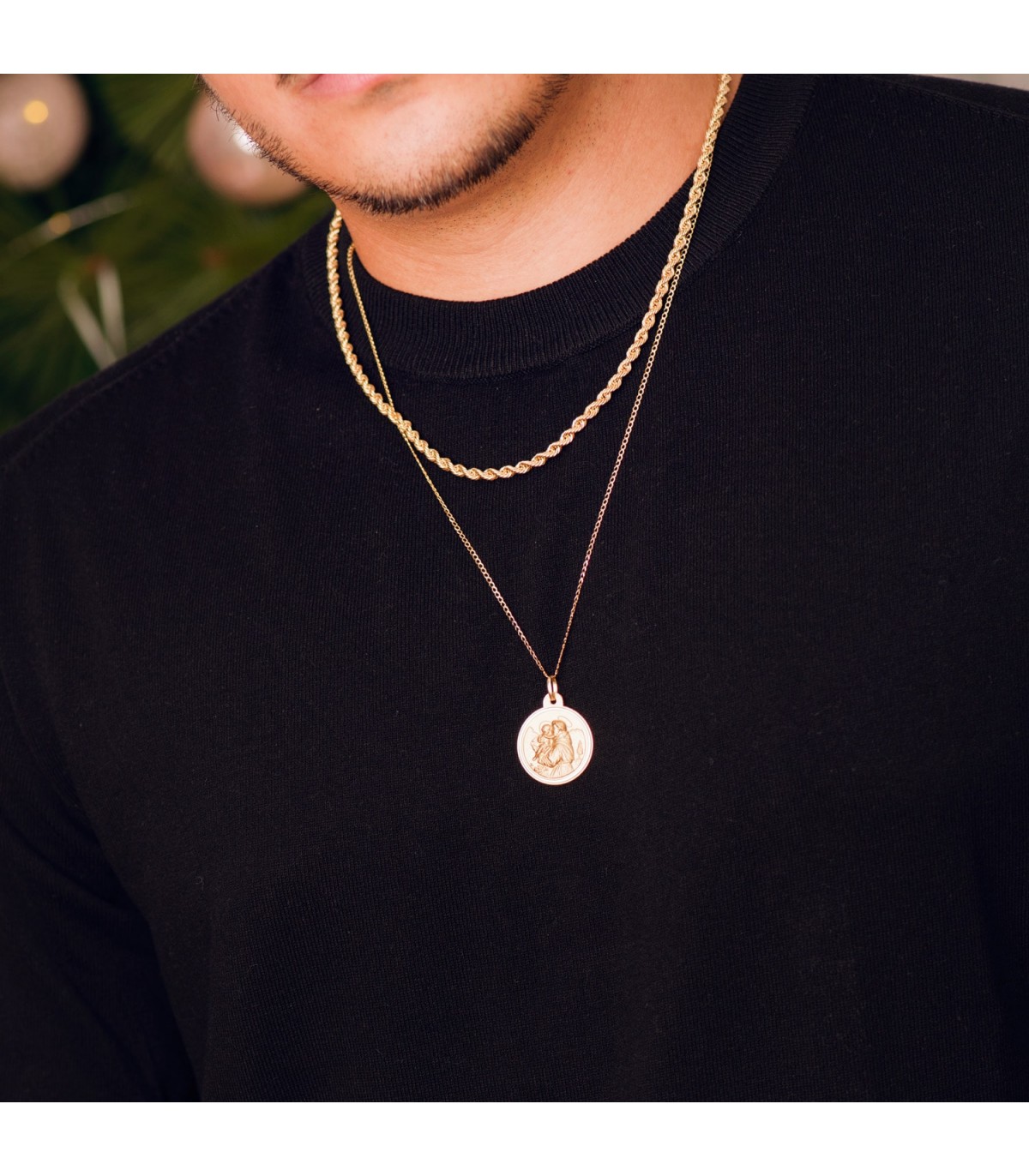 Collana in oro giallo 18 kt con maglia corda attorcigliata, lunga 50 cm e larga 3,8 mm, collane uomo per un look moderno.