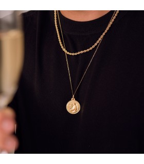 Chaîne en or jaune 750, maille massive et gourmette - 1.5 mm Or 18 K 60 cm - Collier chaînette pour homme.
