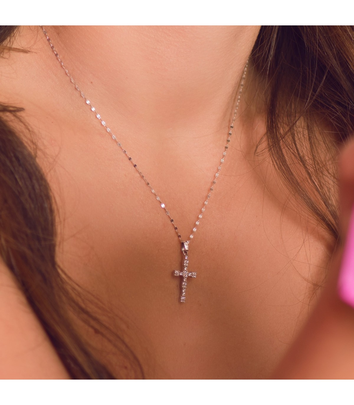 Chaîne en Or Blanc 750 1.2mm 45cm, chaînette femme idéale pour collier