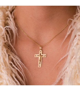 Cruz con Cristo Oro 18 K Rectangular Calada - Colgante cruz de oro, crucifijo - joyas online