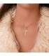 Ciondolo a croce rettangolare oro 750 35mm, lavorazione a lastra diamantata – Crocifisso per donna e uomo