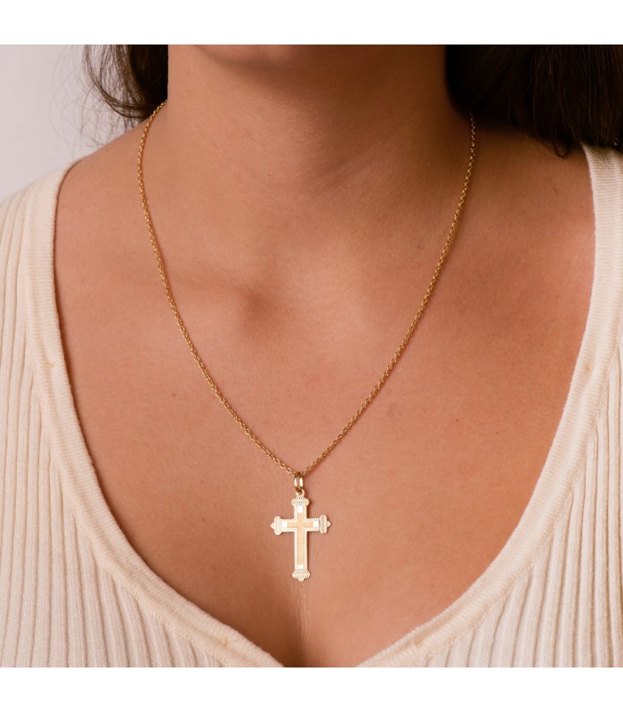 Ciondolo a forma di croce con effetto diamantato, 35 mm – croce cristiana da donna