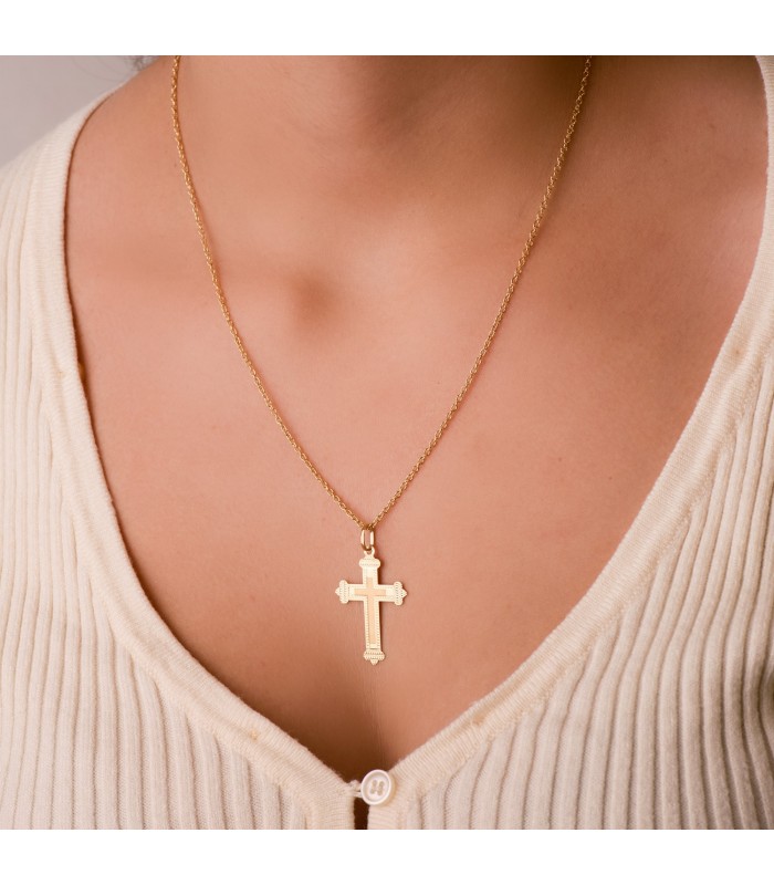 Ciondolo a forma di croce con effetto diamantato, 35 mm – croce cristiana da donna
