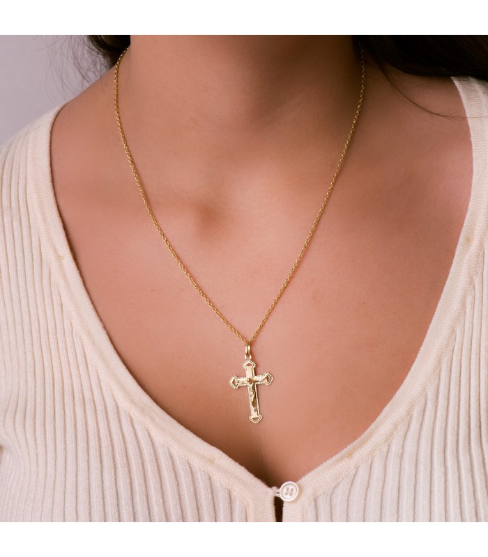 Croix Ajourée Diamantée Or 18K Christ