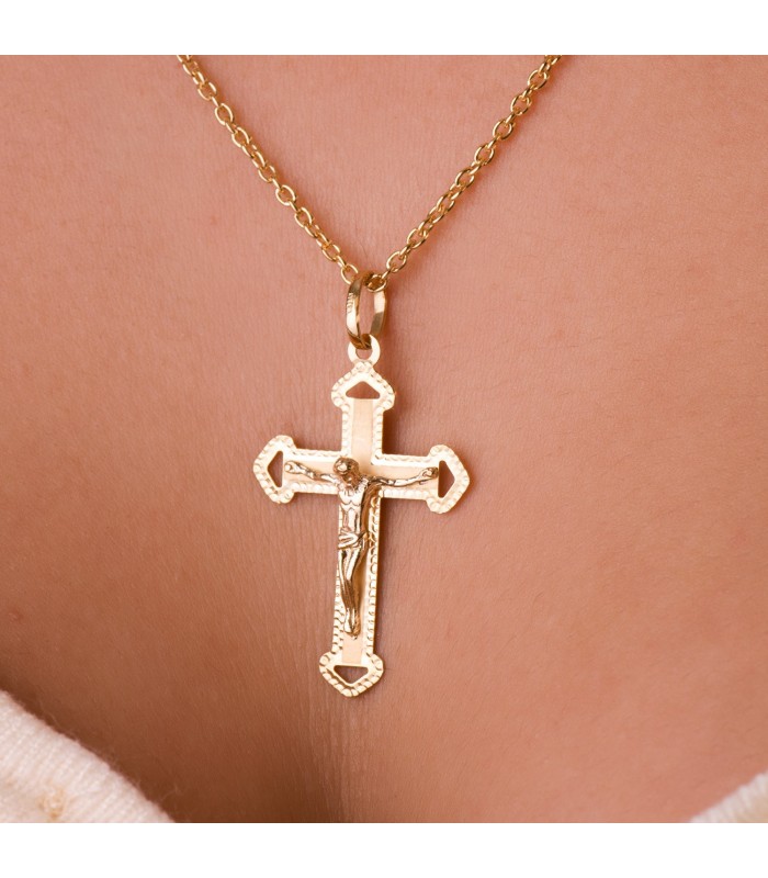 Croix Ajourée Diamantée Or 18K Christ