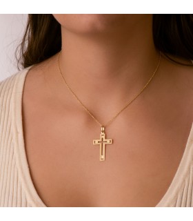 Cruz Oro 18 K Rectangular Calada - Colgante cruz de oro, crucifijo - joyas online