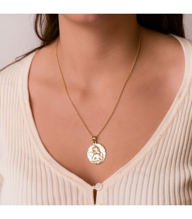 Medalla Redonda Ángel Oro Amarillo 18k 28 mm grabado joya personalizada joyeria online