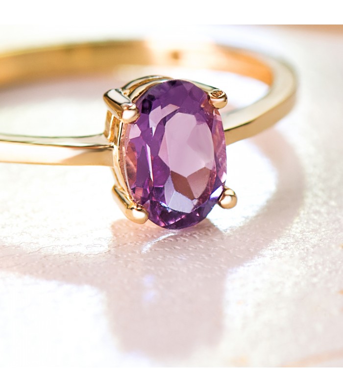 Bague Solitaire Fancy Améthyste Or 18K