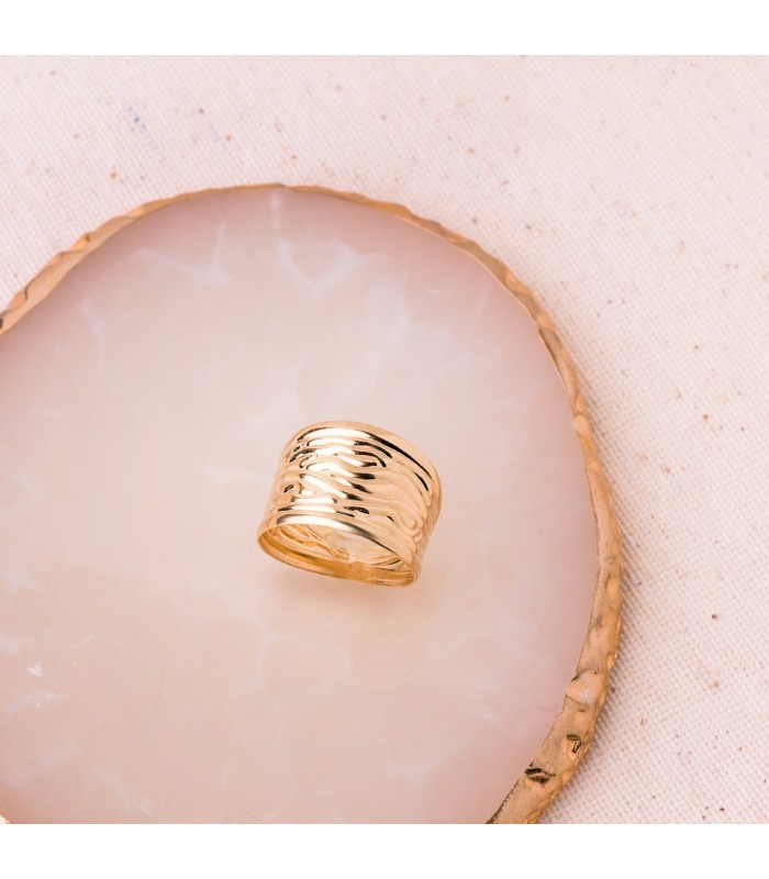 Anillo de oro para mujer ancho con ondas