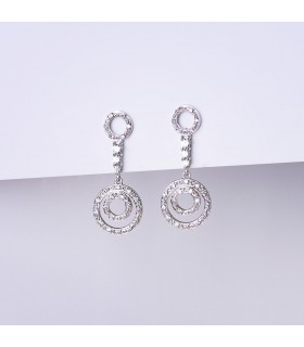 Pendientes Oro blanco 18 ktes largos redondos