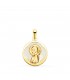 Medalla Nácar Virgen Niña Oro 18K 15 mm - medallas para comunión - colgante personalizable