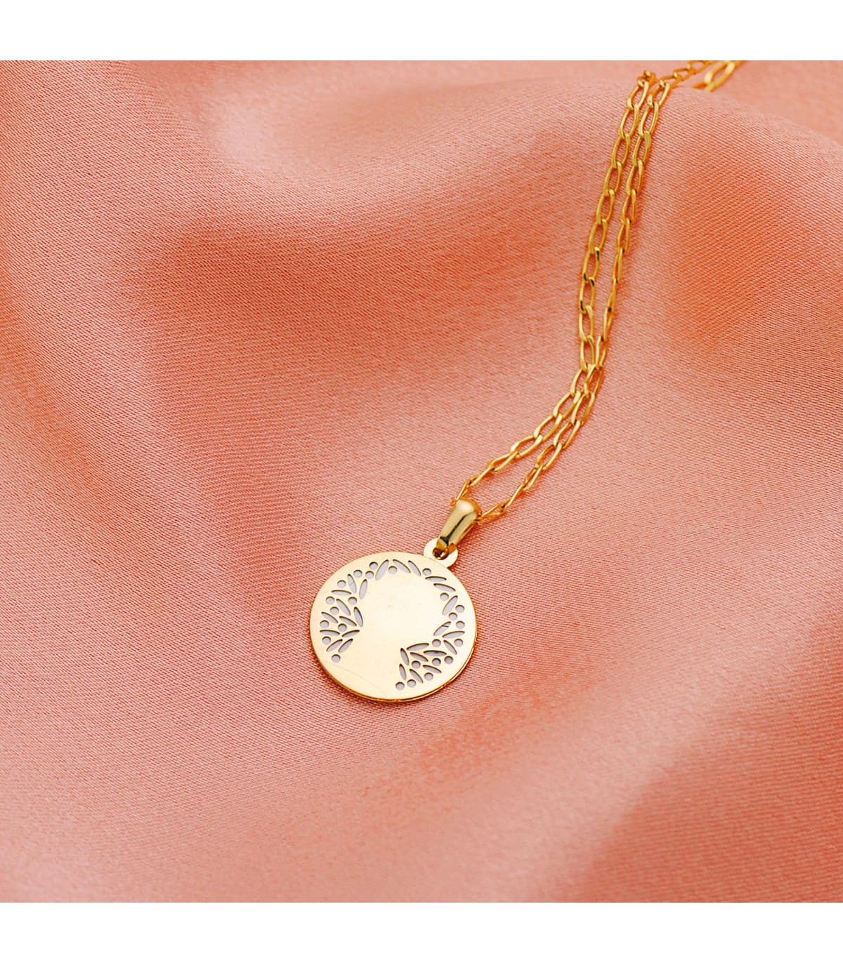 Médaille Nacre Vierge Enfant Or 18K 15 mm