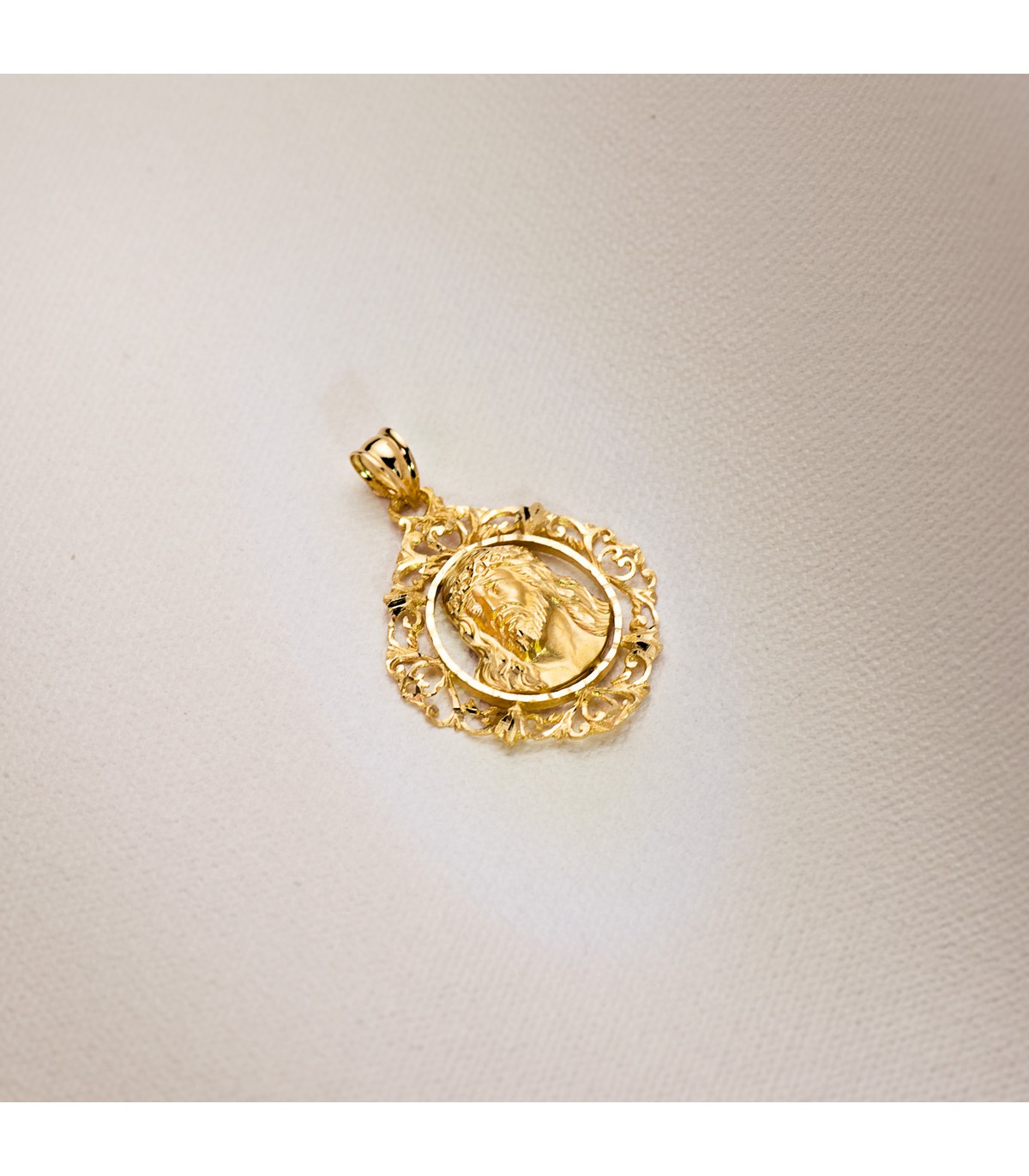 Colgante Rostro de Cristo Cerco Oro 18K 32mm - medalla cabeza de cristo