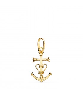 Herz-Kreuz-Anker-Anhänger, Gelbgold, 20 mm: Liebe, Glaube und Hoffnung Symbole