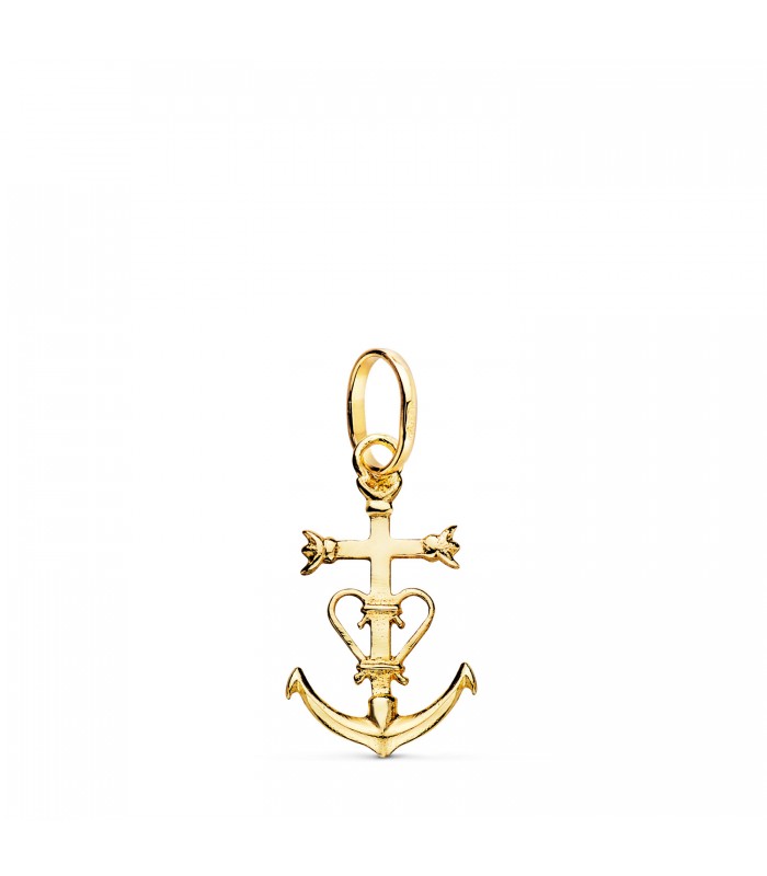 Herz-Kreuz-Anker-Anhänger, Gelbgold, 20 mm: Liebe, Glaube und Hoffnung Symbole
