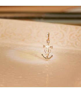 Herz-Kreuz-Anker-Anhänger, Gelbgold, 20 mm: Liebe, Glaube und Hoffnung Symbole
