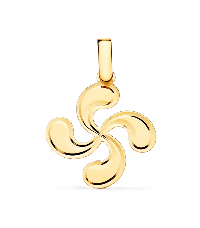 Colgante Lauburu Oro Amarillo 18K 20 mm - Símbolo celta, cruz vasca