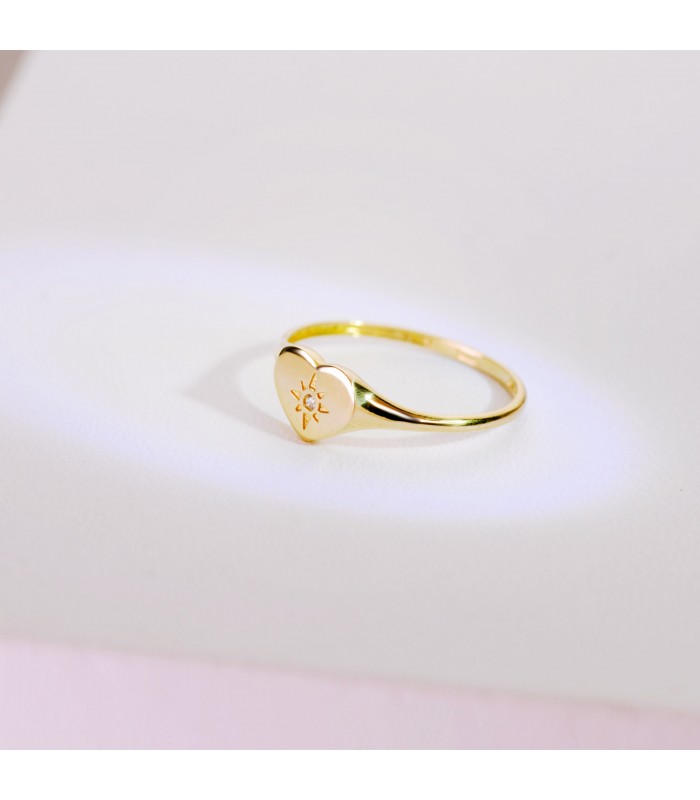 Anillo Sello Mujer Corazón Oro 18K- sello de mujer - sortijas - joyas de mujer