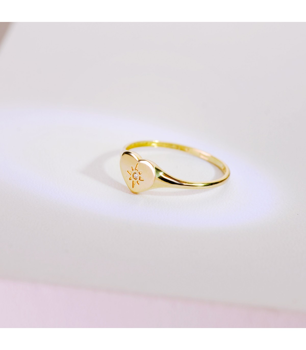 Anillo Sello Mujer Corazón Oro 18K- sello de mujer - sortijas - joyas de mujer