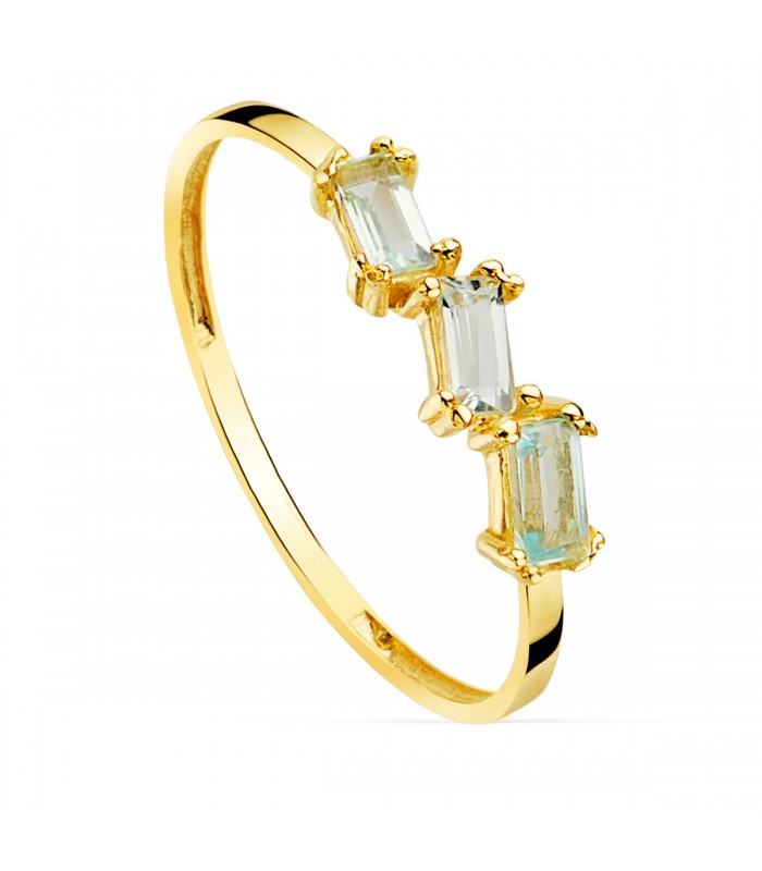 Anillo Princess Topacio Azul Oro Amarillo 18K anillo con piedras preciosas