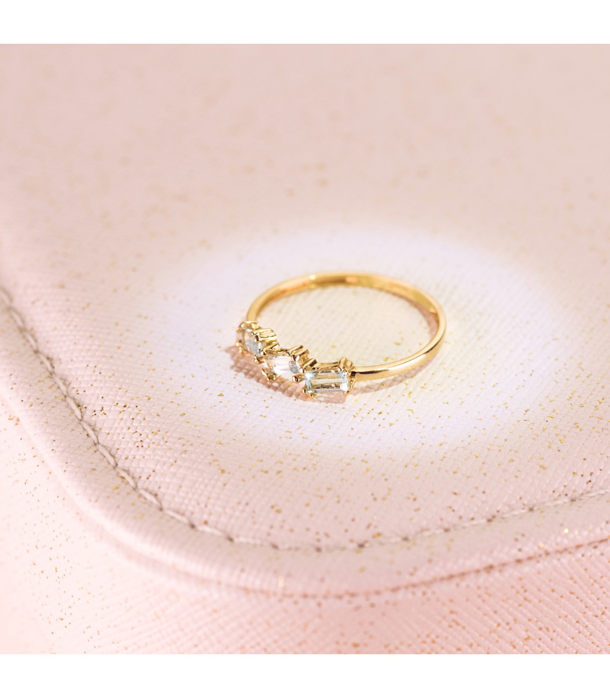 Anillo Princess Topacio Azul Oro Amarillo 18K anillo con piedras preciosas