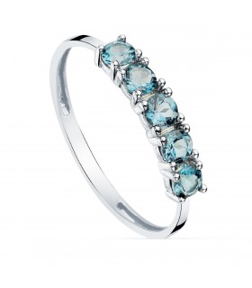 Anillo London Blue Chara Oro Blanco 18K