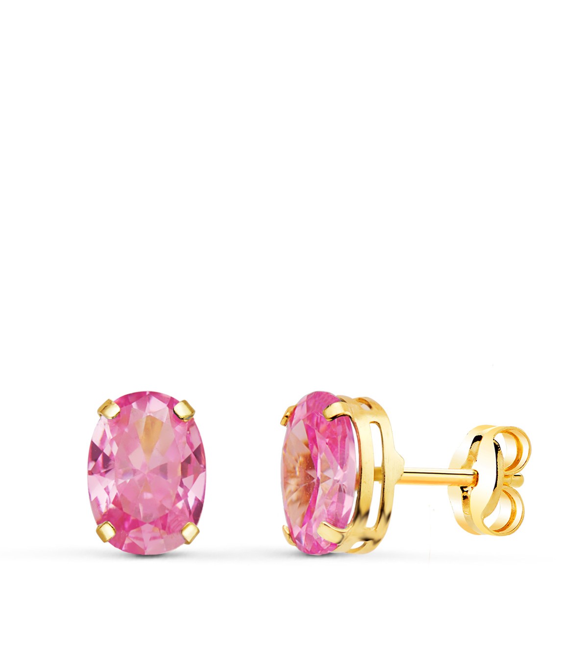 Orecchini Selene Oro giallo con zircone Rosa | orecchini a lobo moderni, acquista online orecchini in oro