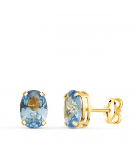 Orecchini Selene zircone ovale azzurro | orecchini a lobo moderni, acquista online orecchini in oro e acquamarina