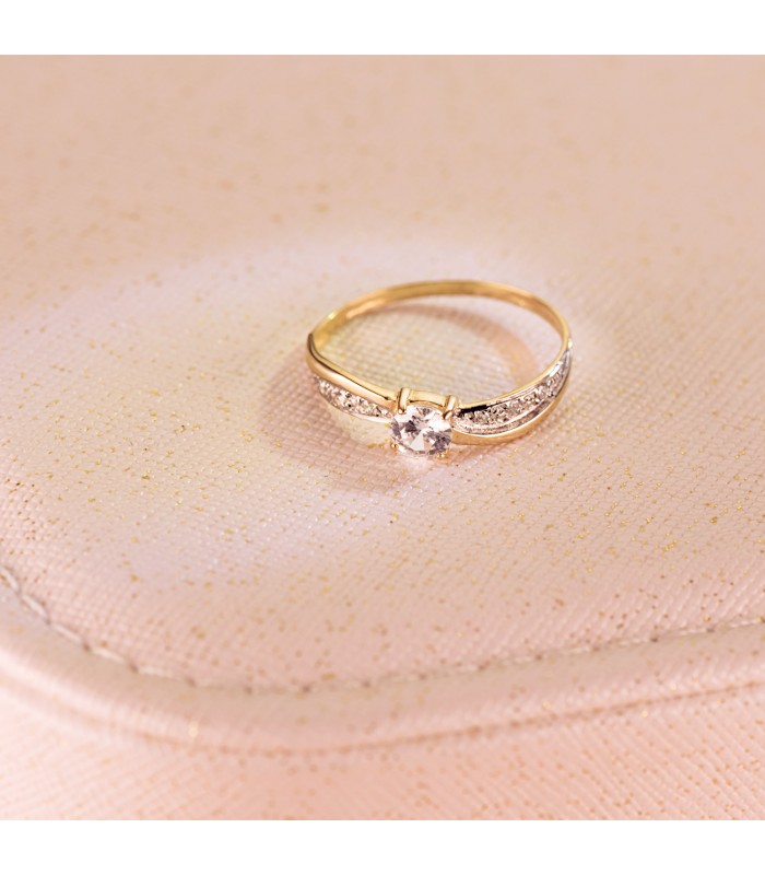 Anello di fidanzamento Vennetia Oro 750‰ 18 Kt, solitario da donna con pave di zirconi