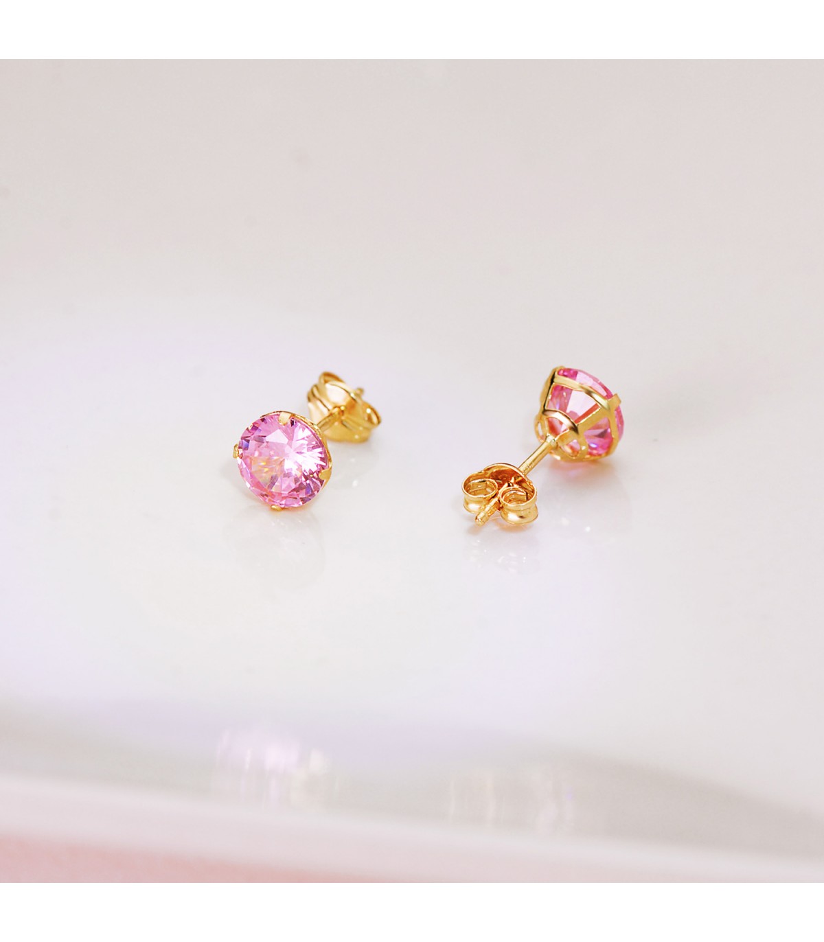 Boucles D'oreilles Clous Gajra Rose Et Or - Grand Modèle Bébé, Bijou Indo-pakistanais