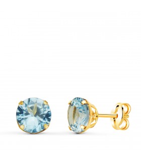 Kleine Ohrstecker mit blauen Zirkonia-Steinen – Ohrringe Enola 18 Karat Gold Aquamarin | Damenschmuck