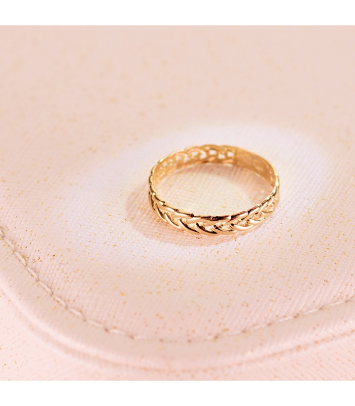 Sortija Oro amarillo 18K Trenza anillo trenzado de oro moderno