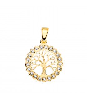Anhänger „Baum des Lebens“ mit Zirkonia, 18K Gelbgold | Glücksbringer-Schmuck für Damen, online kaufen